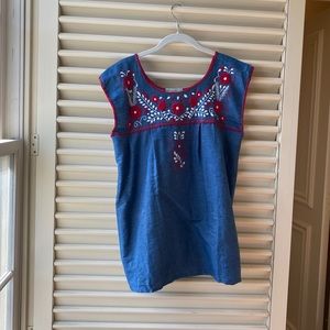Embroidered Mexican Tank Top Blouse
